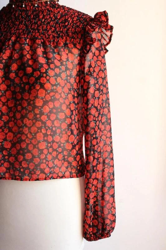 Red and black floral Bershka blouse – photo 4
